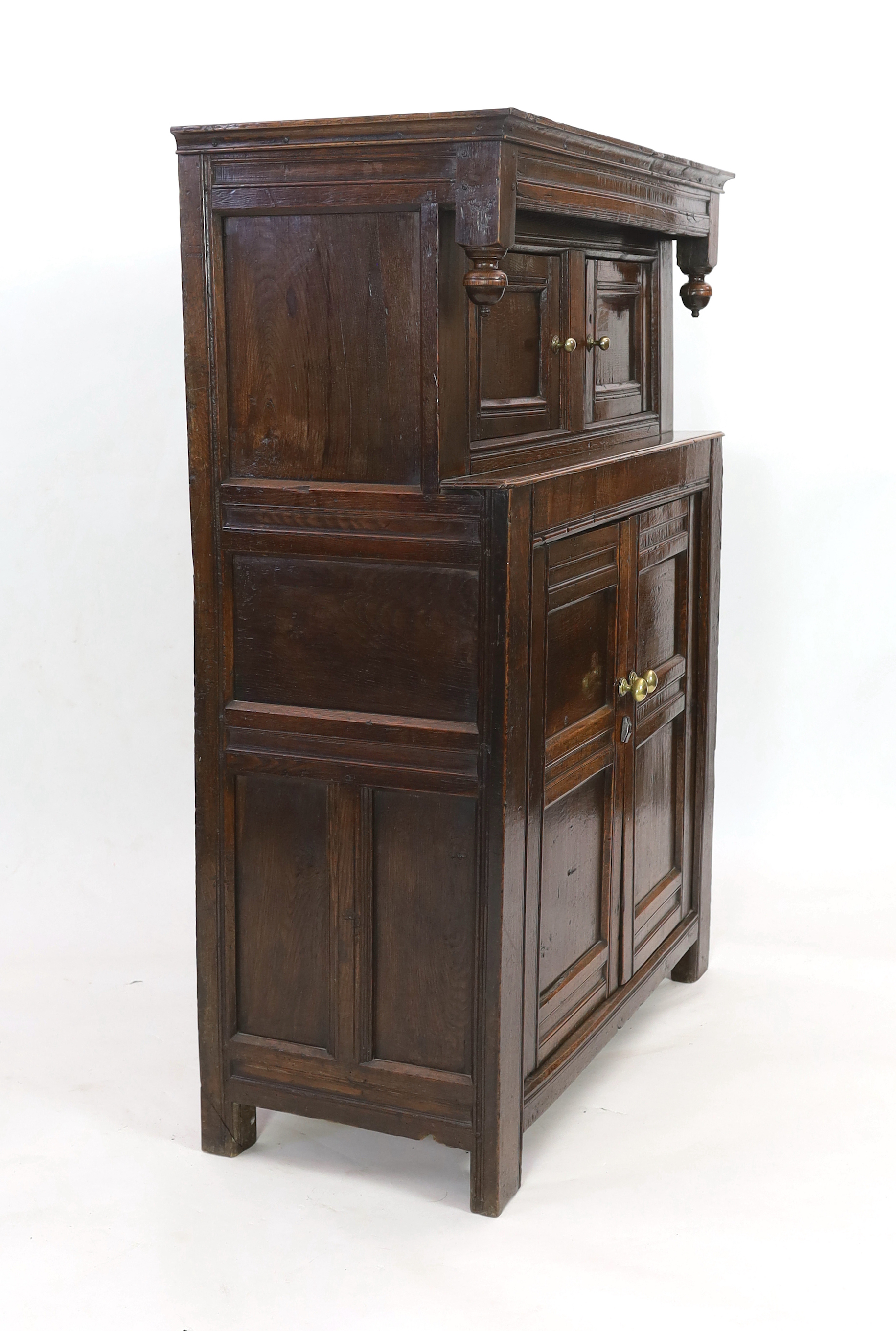 A 17th century oak court cupboard